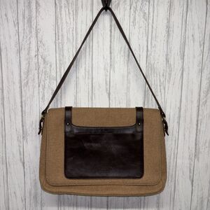 Womens Lauren By Ralph Lauren Vintage Leather Wool Messenger Bag